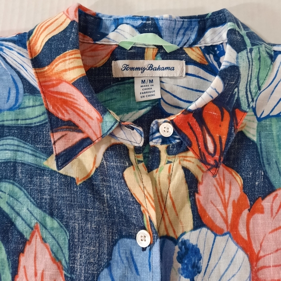 Tommy Bahama Linen Floral Hawaiian Shirt WOMEN MEDIUM - Picture 7 of 11